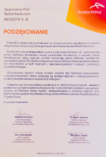 Arcelormittal - Podziękowanie za współpracę