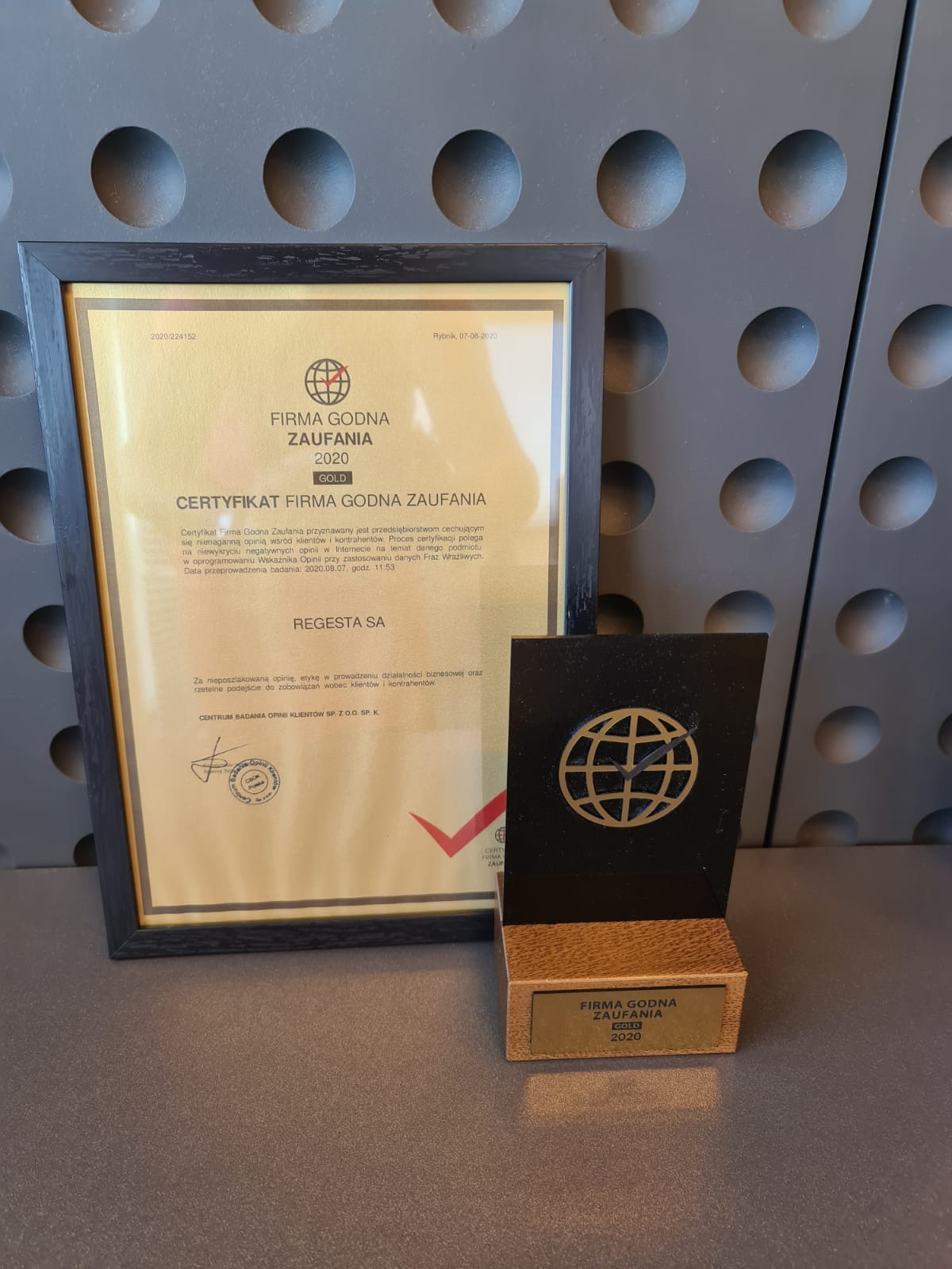 Certyfikat Firma Godna Zaufania GOLD 2020