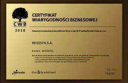 Certyfikat Wiarygodności Biznesowej 2018