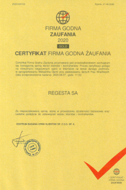 Credible Company Certificate GOLD 2020