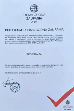 Zertifikat für vertrauenswürdige Unternehmen 2021